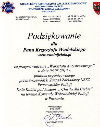 podziekowanie-warsztaty-dla-nszz-komenda-wojewodzka-w-poznaniu-03-2015-krzysztof-wadelski